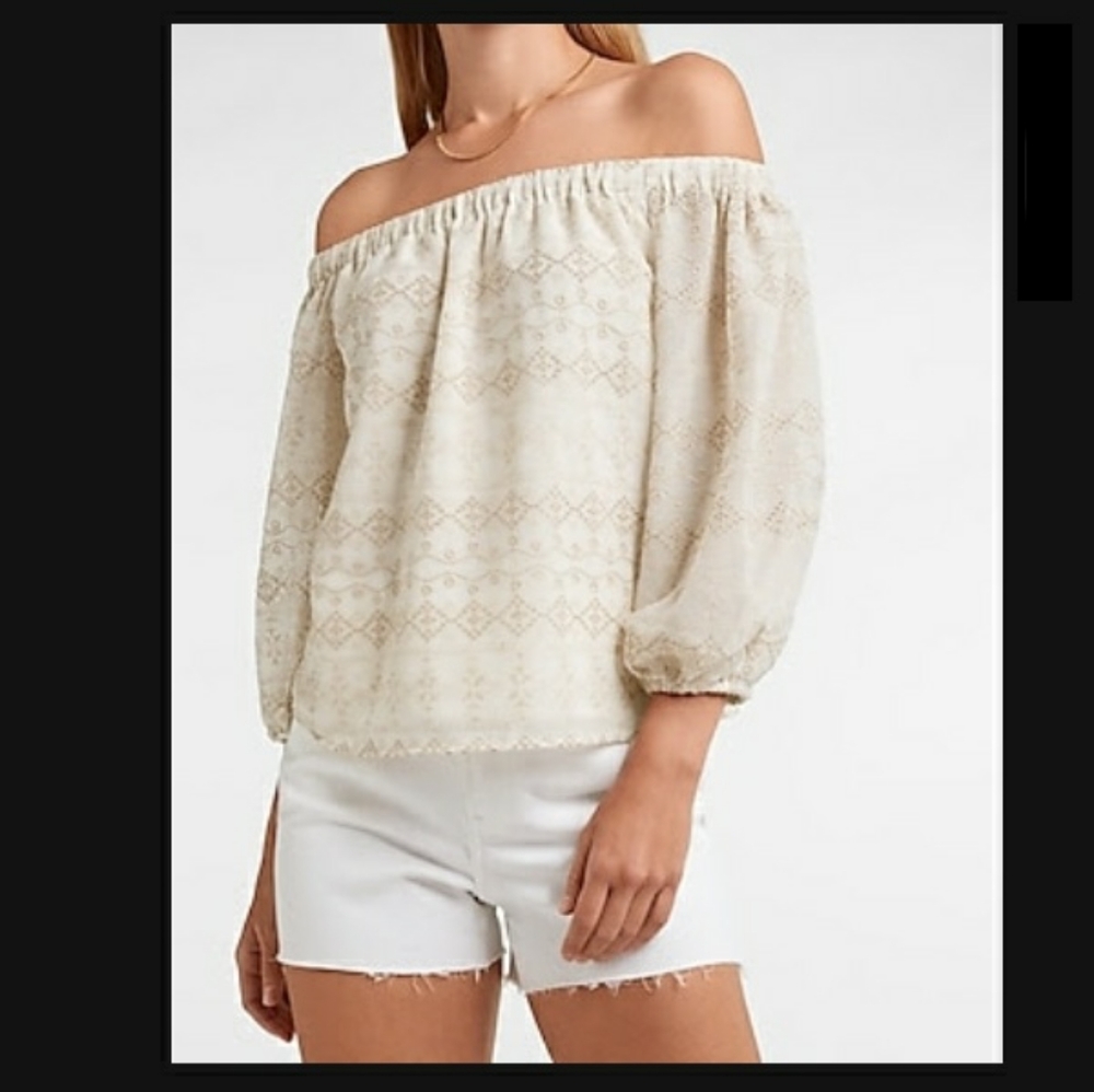 Express Embroidered Off the Shoulder Blouse